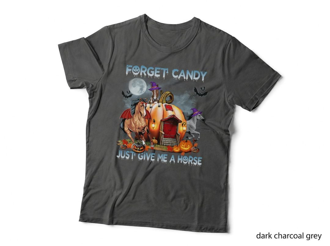 Forget Candy Just Give Me Horses Pumpkin Horse Halloween T-Shirt