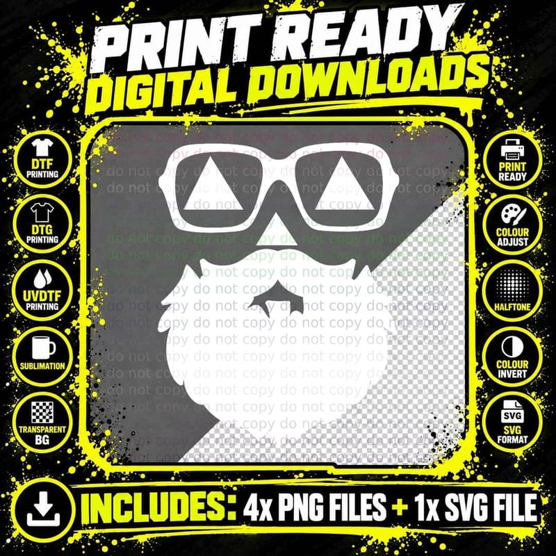 Funny Bearded Halloween Pumpkin Jack-O-Lantern T-Shirt Png SVG Digital Bundle