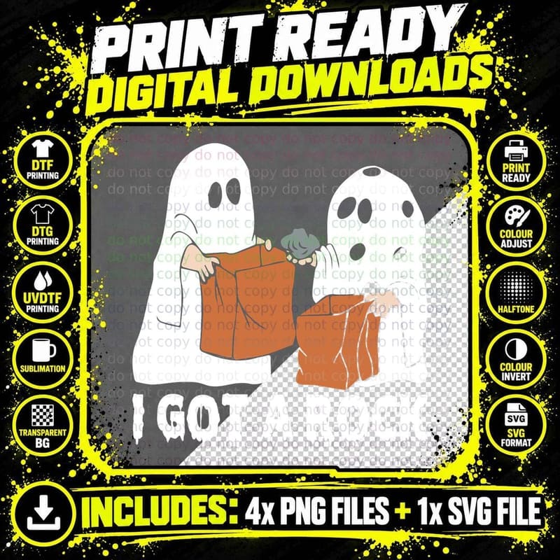 Funny Boo Ghost Scary I Got a Rock Halloween Pullover Png SVG Digital Bundle
