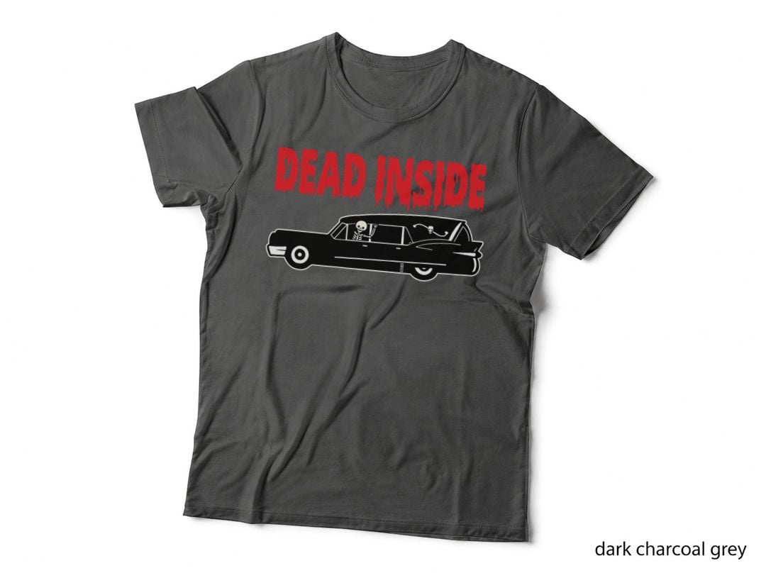 Funny Dead Inside Skeleton Hearse Funeral Director Halloween T-Shirt