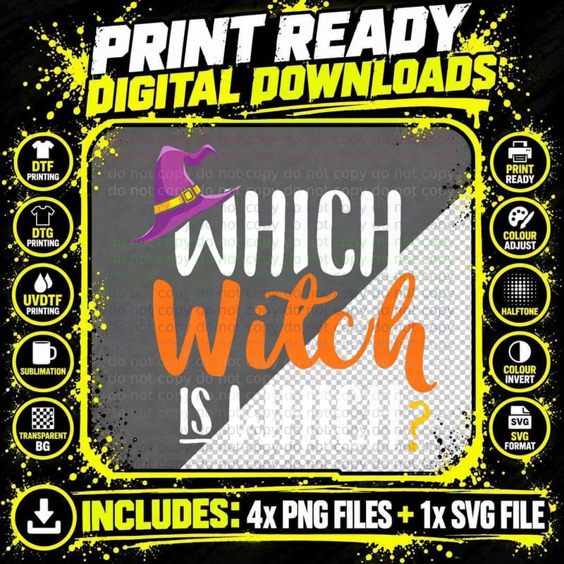 Funny Grammar Halloween Teachers Shirt Which Witch Is Png SVG Digital Bundle