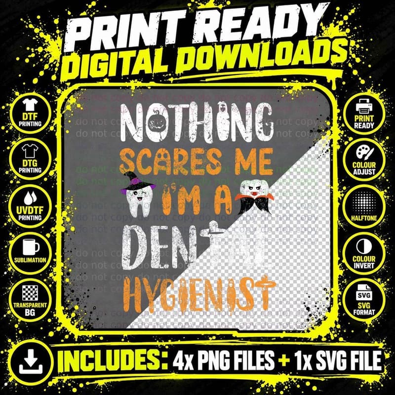 Funny Halloween Costumes Dentist Dental Hygienist T-Shirt Png SVG Digital Bundle