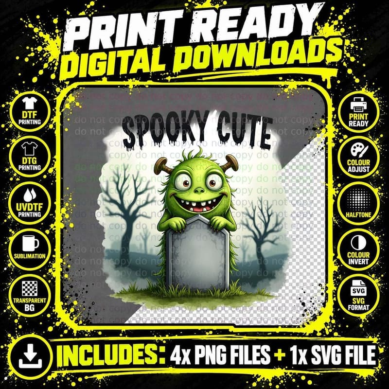 Funny Halloween Monster Shirt, Spooky Cute Creature for Png SVG Digital Bundle