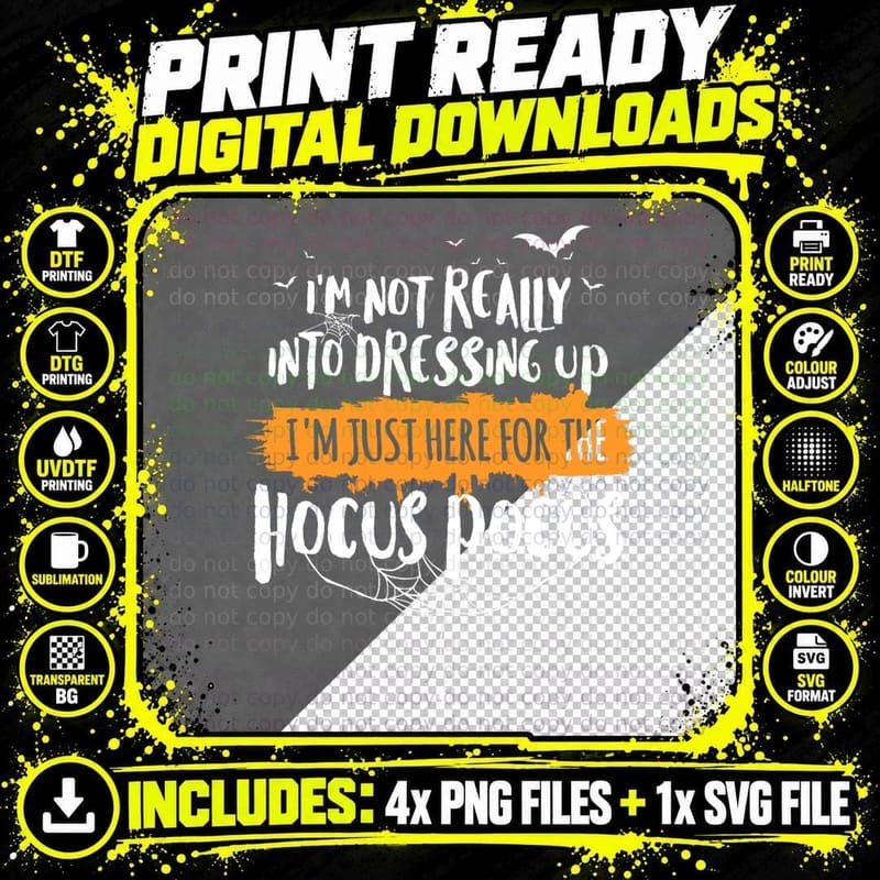 Funny Halloween Shirt Here for Hocus Pocus T-Shirt Png SVG Digital Bundle