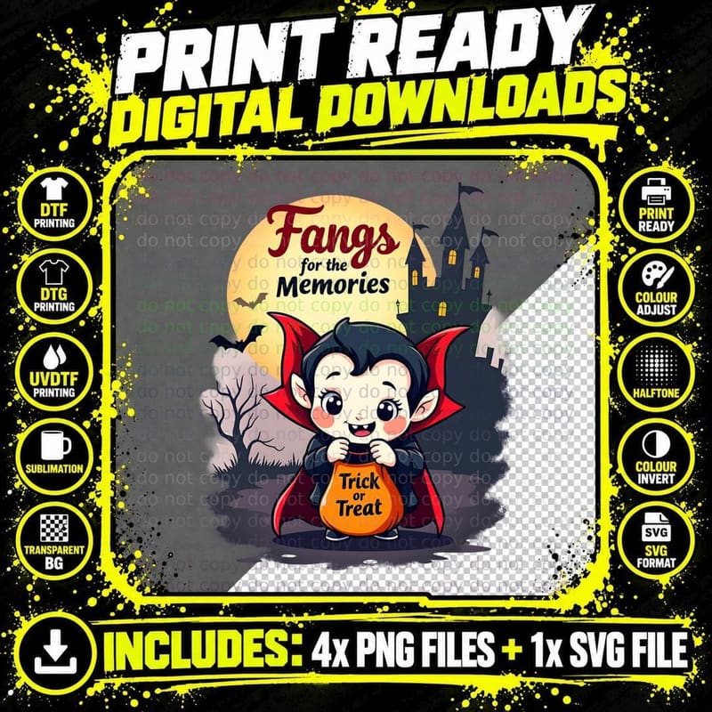 Funny Halloween Vampire Shirt, Spooky Cute Bat Creature Png SVG Digital Bundle