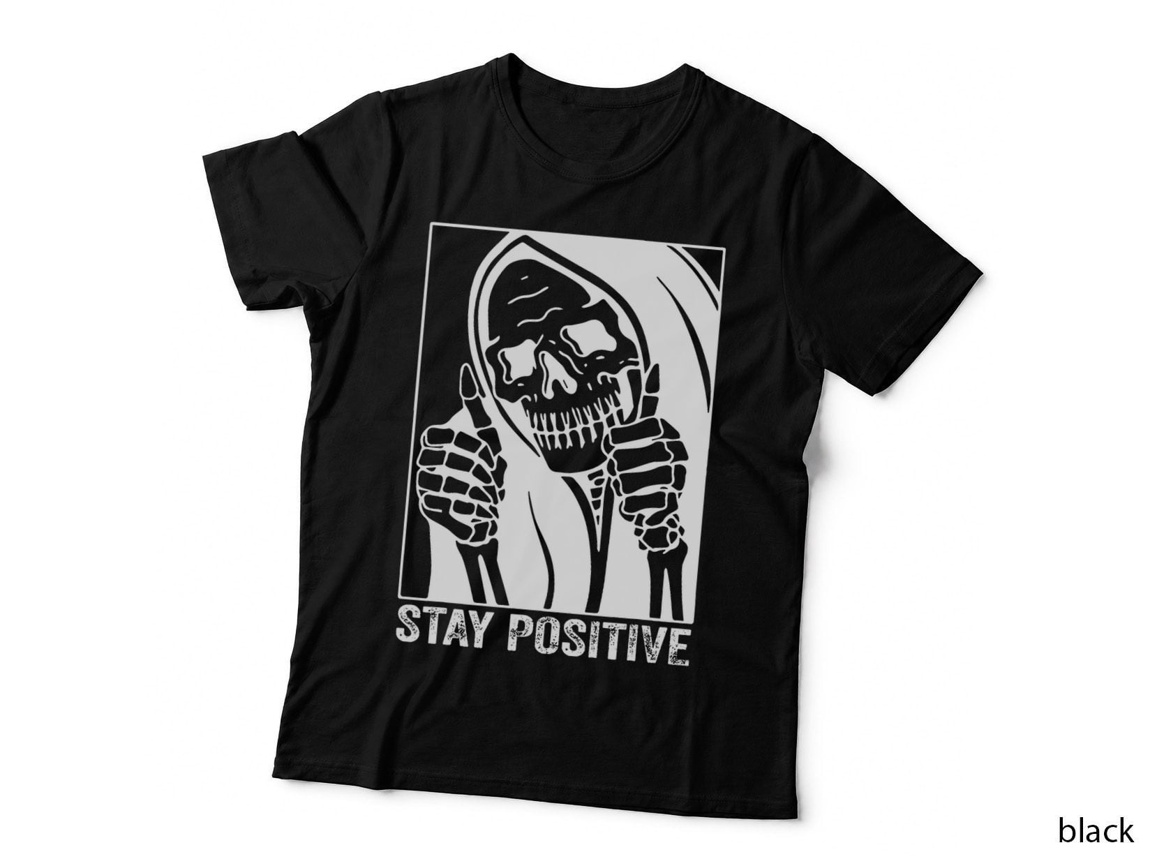 Funny Skull Stay Positive Skeleton Halloween Motivational T-Shirt