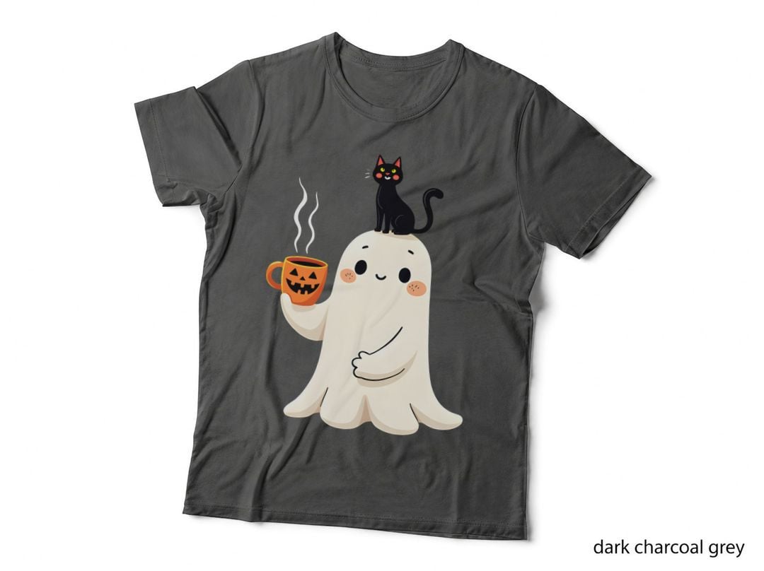 Ghost Black Cat Jack-O-Lantern Mug Whimsical Spooky Halloween Magic T-Shirt