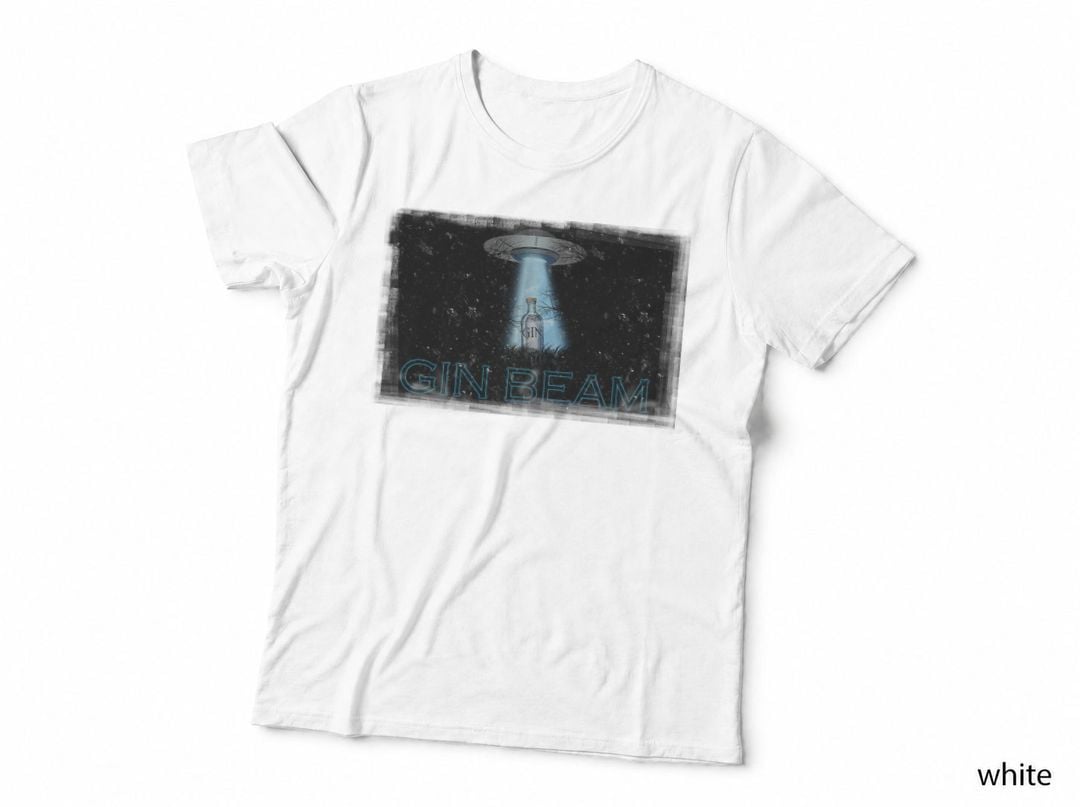 Gin and & Tonic Gin Beam Pun Gift UFO Alien Halloween T-Shirt