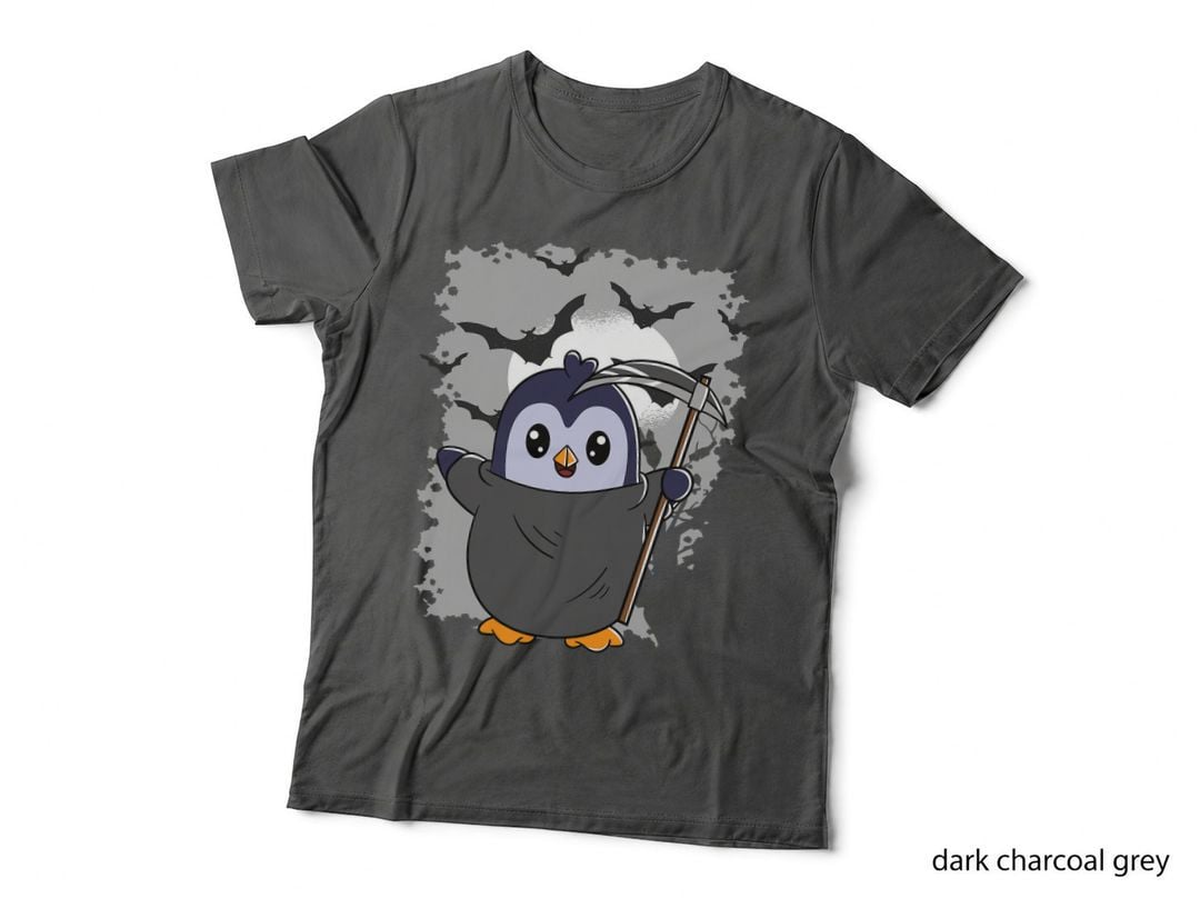 Grim Reaper Halloween Spooky Penguin Halloween Penguin T-Shirt