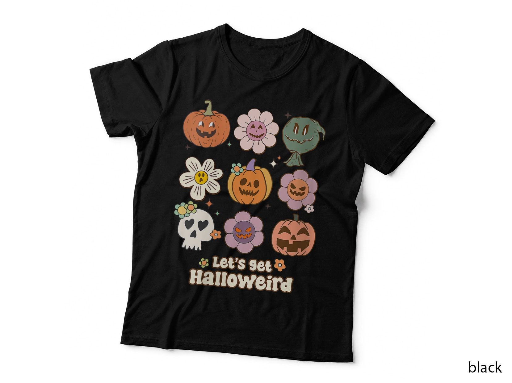 Groovy Halloween Smile Face Disco Retro Pumpkin Skull, Halloween T-Shirt