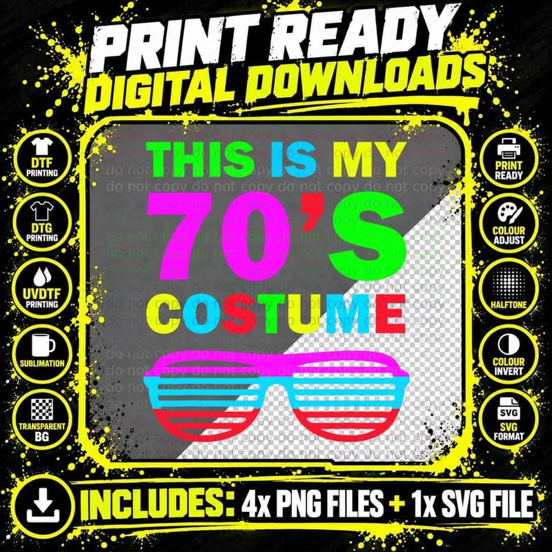 Halloween 70's Shirt, Retro Halloween Disco Costume Png SVG Digital Bundle