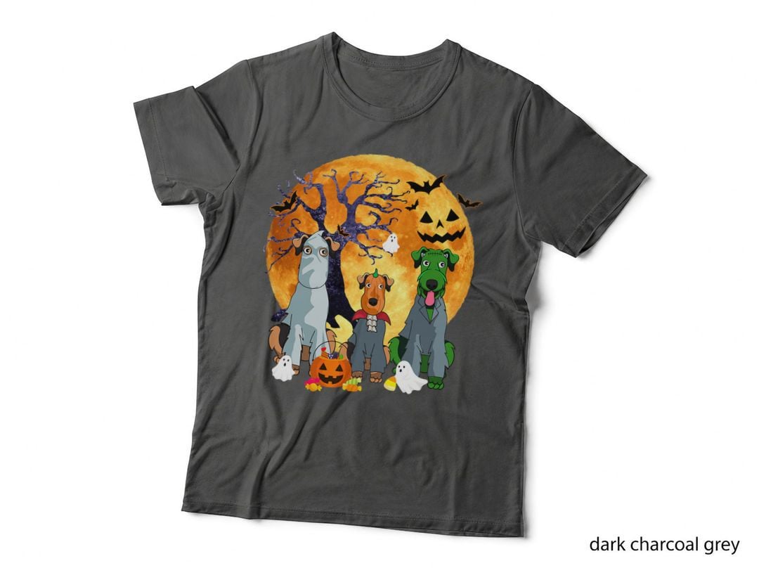 Halloween Airedale Terrier Dog Zombie Jack O Lantern Pumpkin T-Shirt