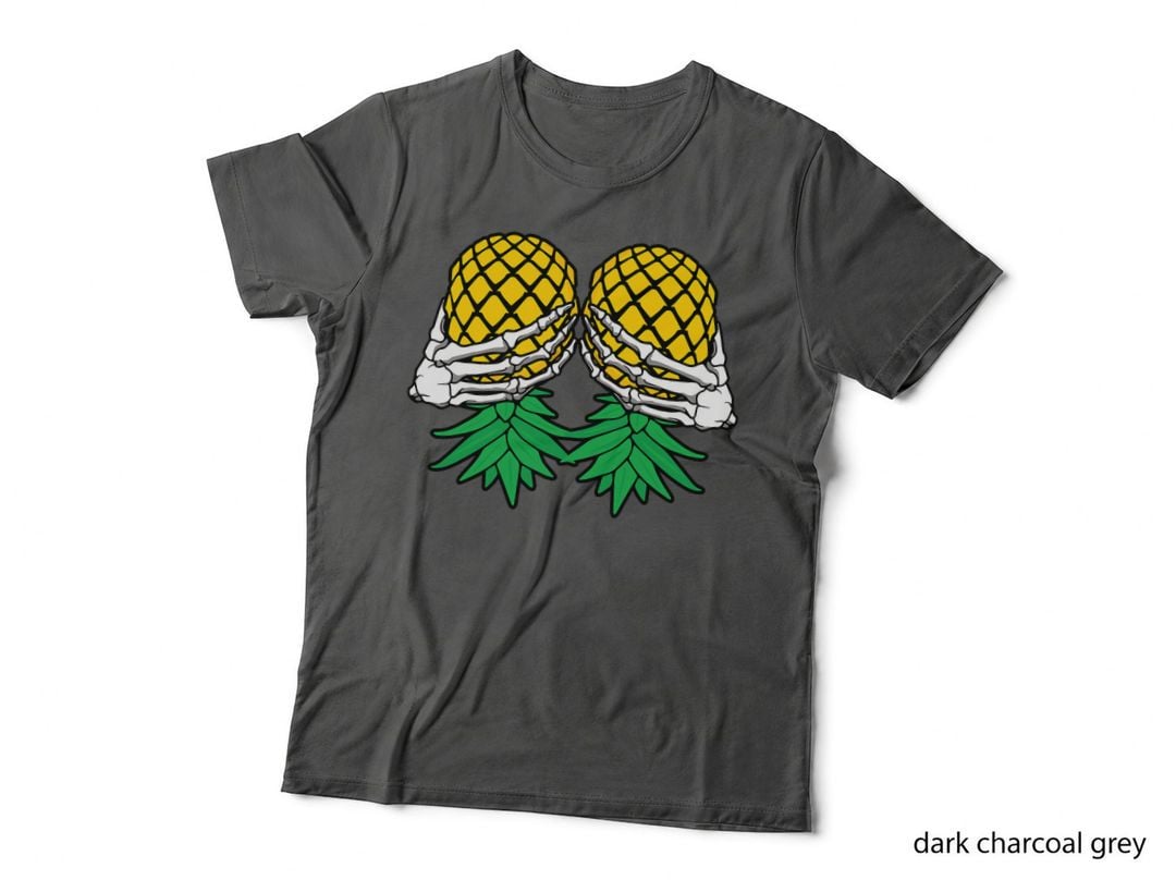 Halloween Boob Upside Down Pineapple Swinger Skeleton Hand T-Shirt