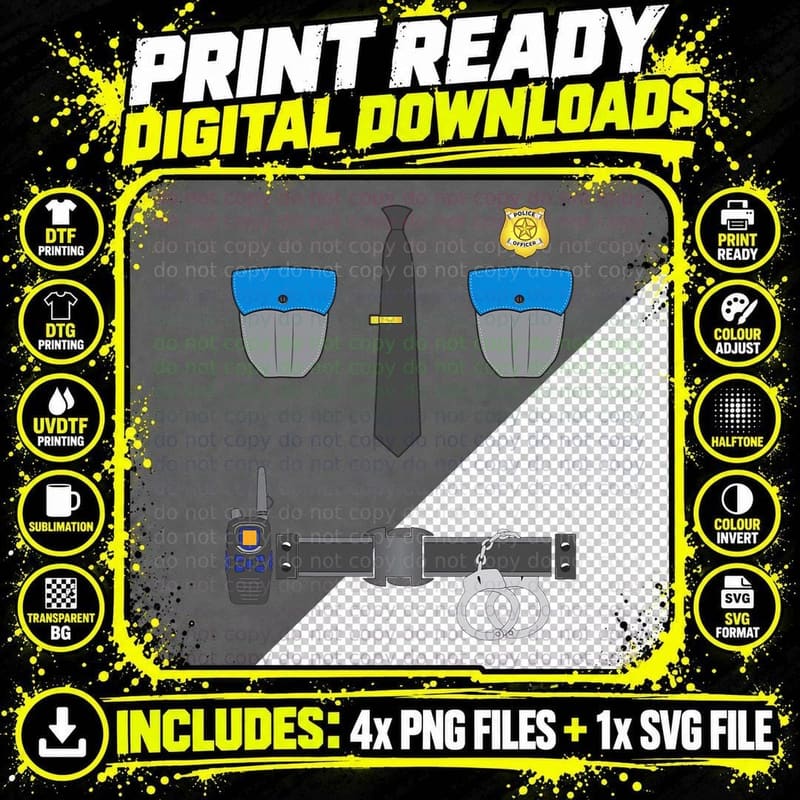 Halloween Costume - Police Officer Cop Security Guard Png SVG Digital Bundle