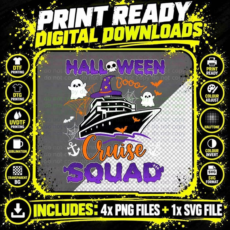 Halloween Cute Boo Cruise Squad Family Outfits Cruising Png SVG Digital Bundle