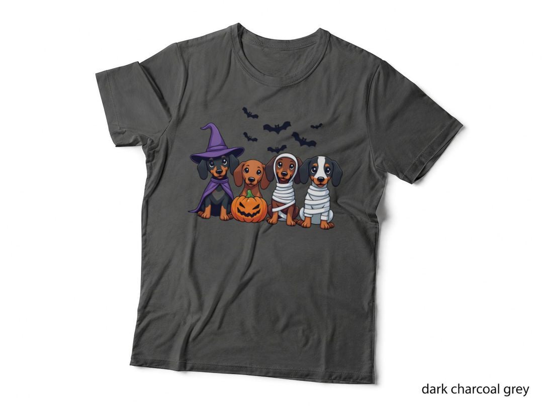 Halloween Dogs Cute Cartoon Dachshund Costume Witch Pumpkin Mummy T-Shirt