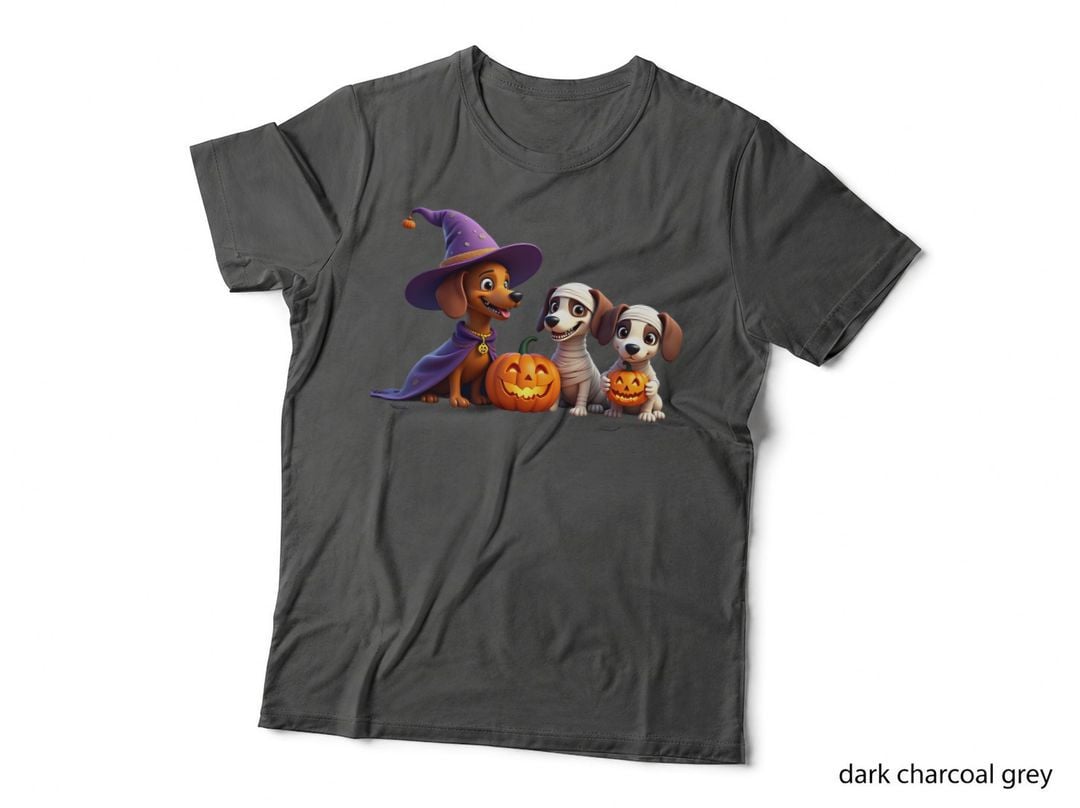Halloween Dogs Dachshund Costume Cute Cartoon Witch Pumpkin Mummy T-Shirt