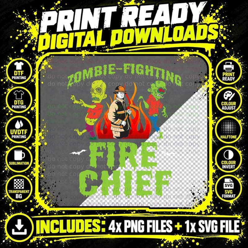Halloween Firefighter Fireman Fire Rescue Department Png SVG Digital Bundle