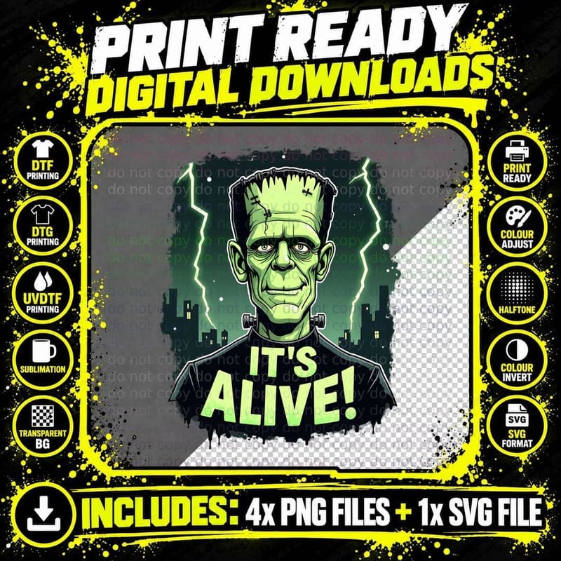 Halloween Frankenstein Shirt, Spooky Cute Monster for Png SVG Digital Bundle