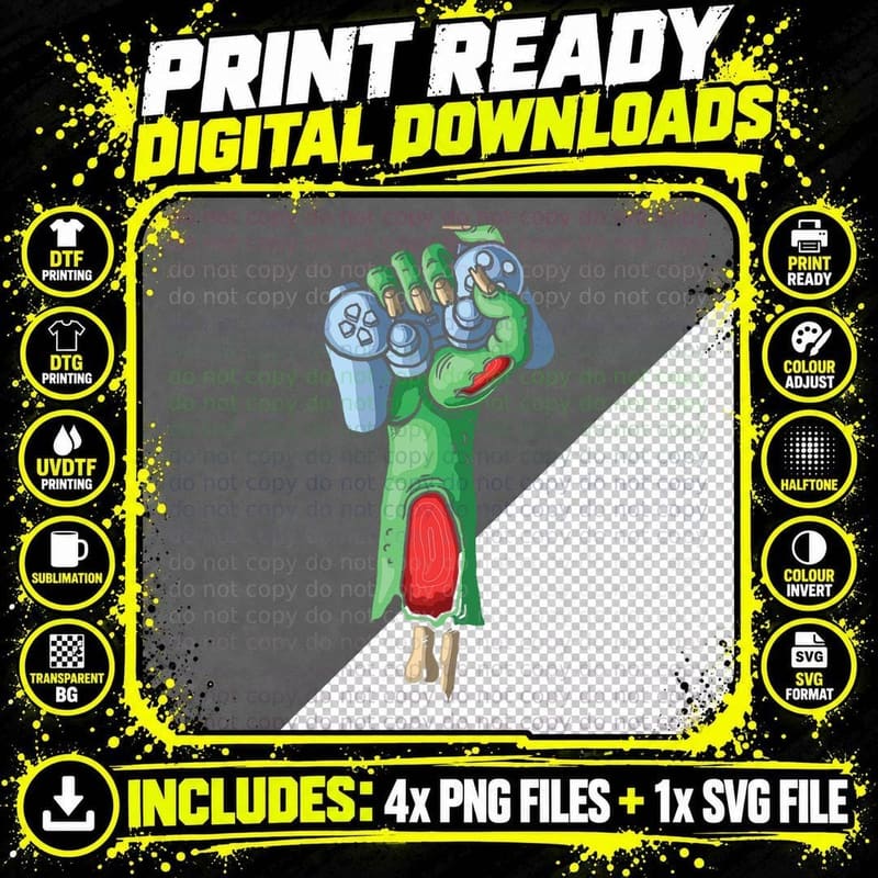 Halloween Gamer Boys Zombie Kids Teens Gaming Video Png SVG Digital Bundle