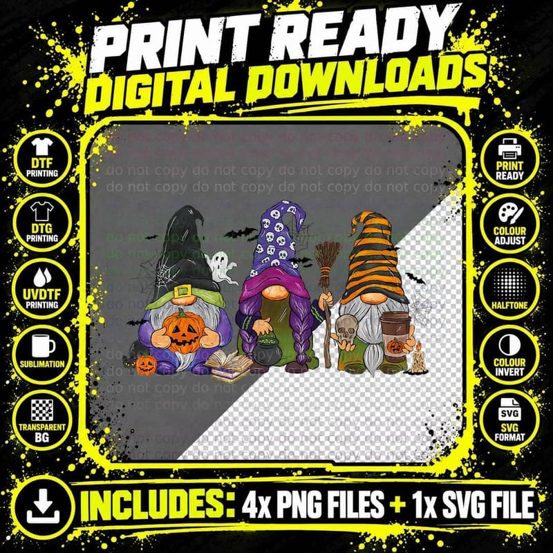 Halloween Gnomes Cute Autumn Pumpkin Fall Holiday Women Png SVG Digital Bundle