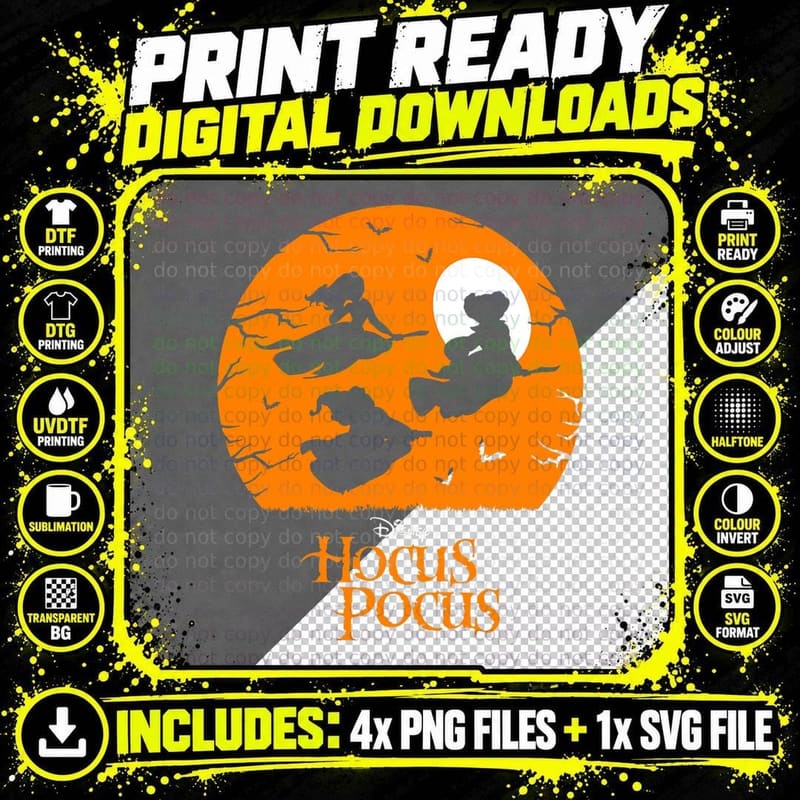 Halloween Hocus Pocus Sanderson Sisters Night Flight Png SVG Digital Bundle