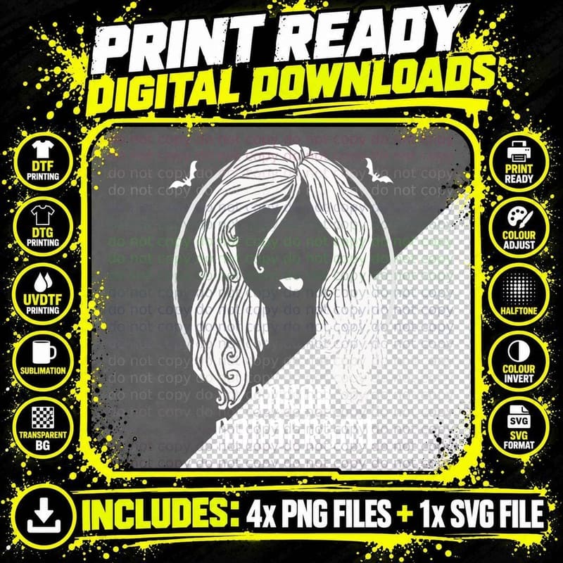 Halloween Hocus Pocus Sarah Sanderson Silhouette T-Shirt Png SVG Digital Bundle