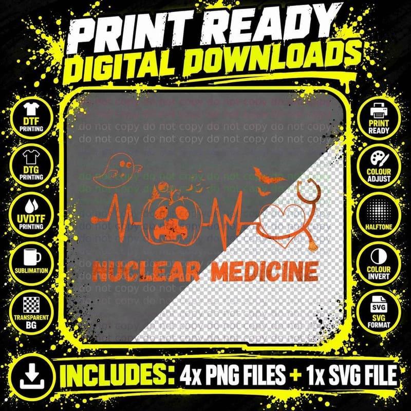 Halloween Nuclear Medicine Doctor Stethoscope Heartbeat Png SVG Digital Bundle