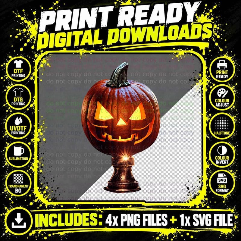Halloween Pumpkin Glowing Top of Disco Ball Lot of Light Png SVG Digital Bundle