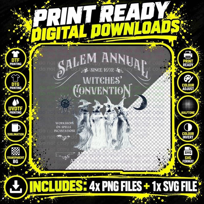 Halloween Salem Witches Convention Witch Party Since Png SVG Digital Bundle