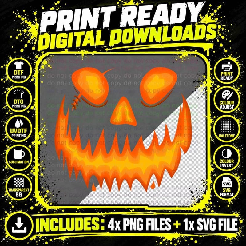 Halloween Scary Evil Pumpkin Funny Pumpkin Head T-Shirt Png SVG Digital Bundle