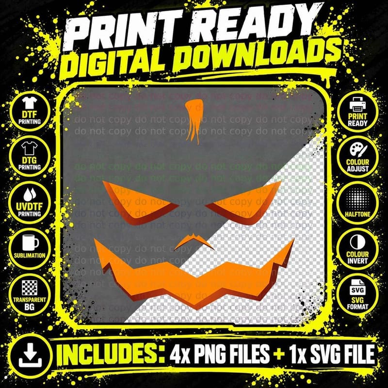 Halloween Scary Pumpkin Face Costume Men Women Boys Png SVG Digital Bundle