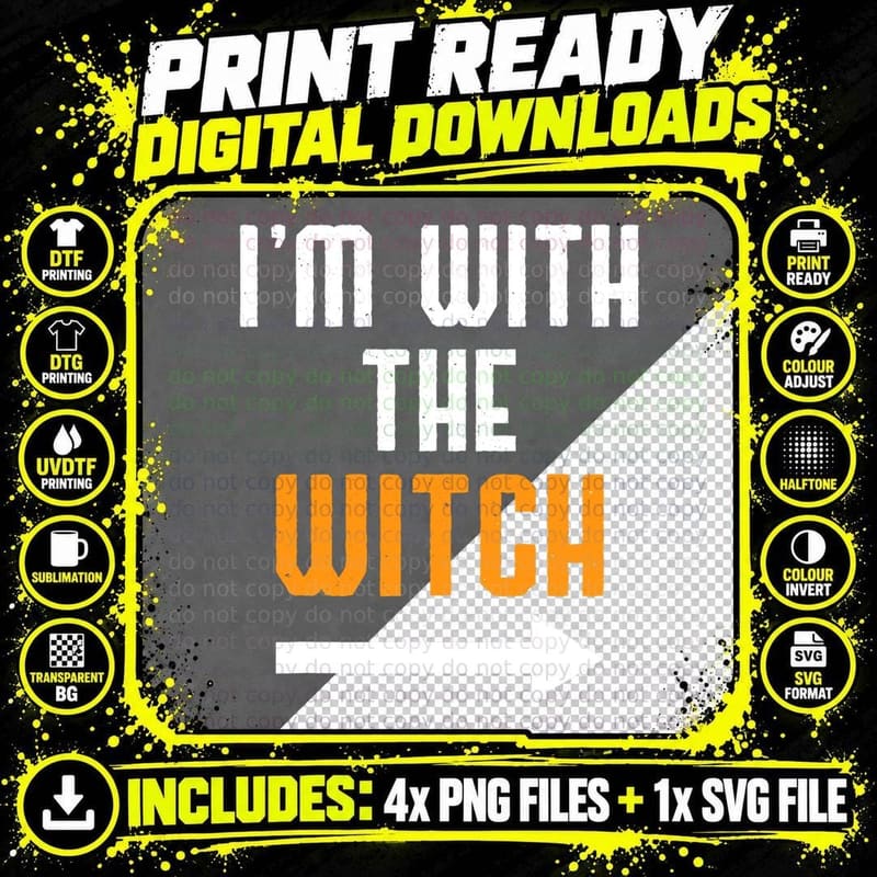 Halloween Shirts for Men I'm with the Witch Funny Png SVG Digital Bundle