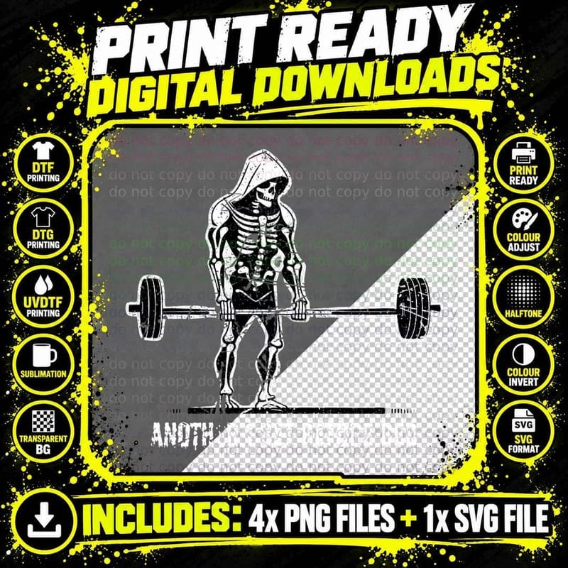 Halloween Skeleton Deadlift Team Healthy Gym Squard Png SVG Digital Bundle