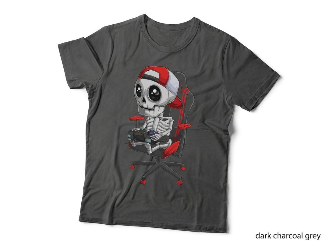 Halloween Skeleton Gamer Video Gaming Boys Men Kids Teens T-Shirt