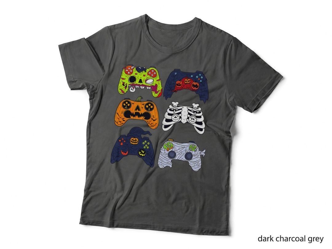 Halloween Skeleton Gaming Controllers Zombie Mummy Boys Kids T-Shirt