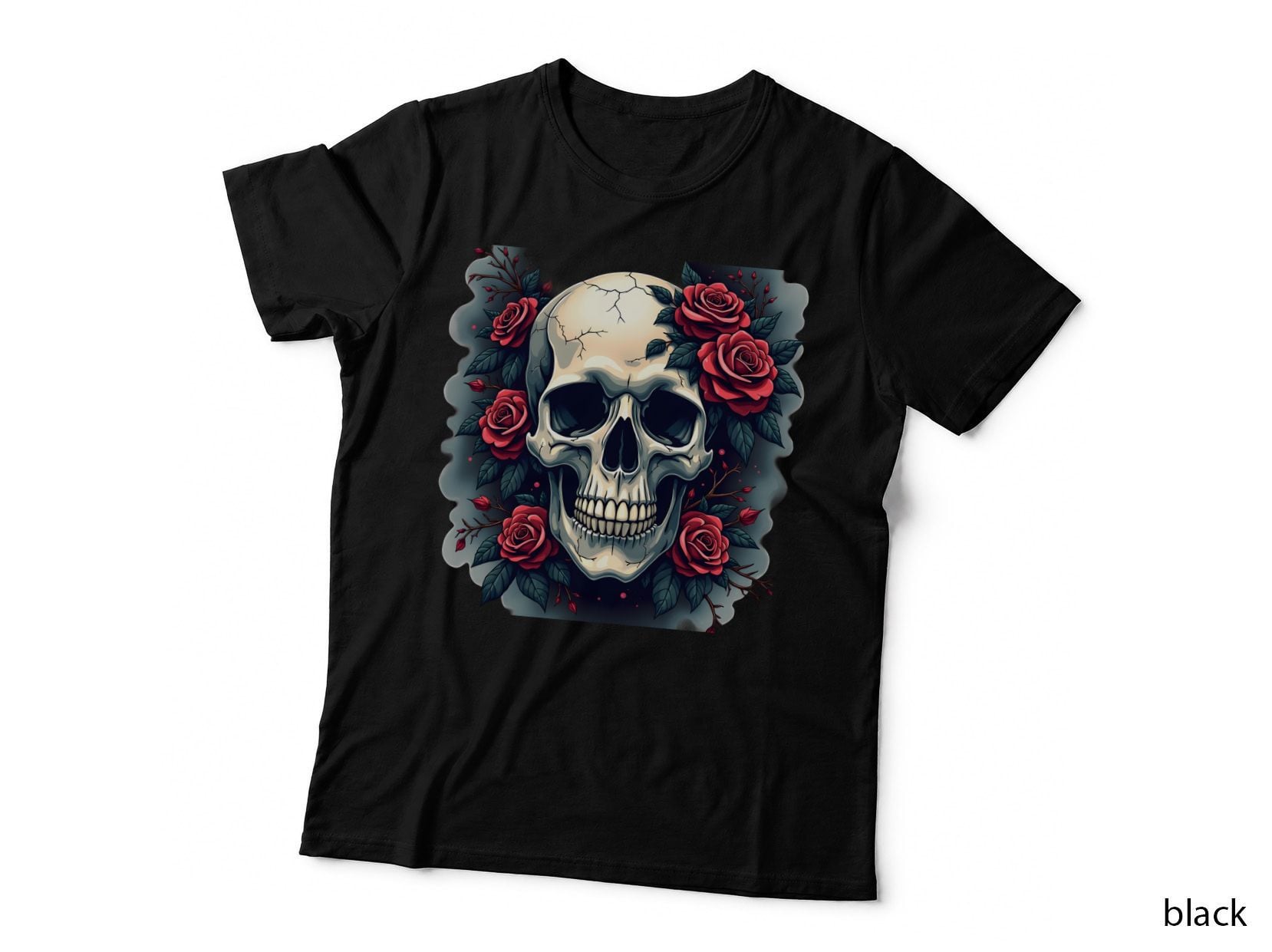 Halloween Skull Shirt, Gothic Floral Spooky Art for Her, Gift T-Shirt
