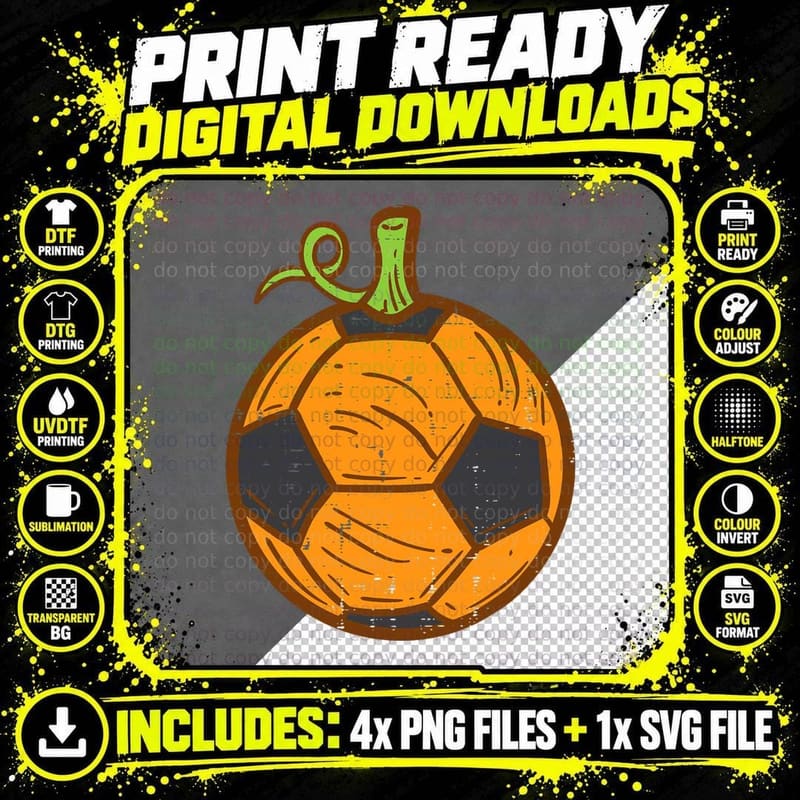 Halloween Soccer Ball Pumpkin Football Costume Boys Kids Png SVG Digital Bundle
