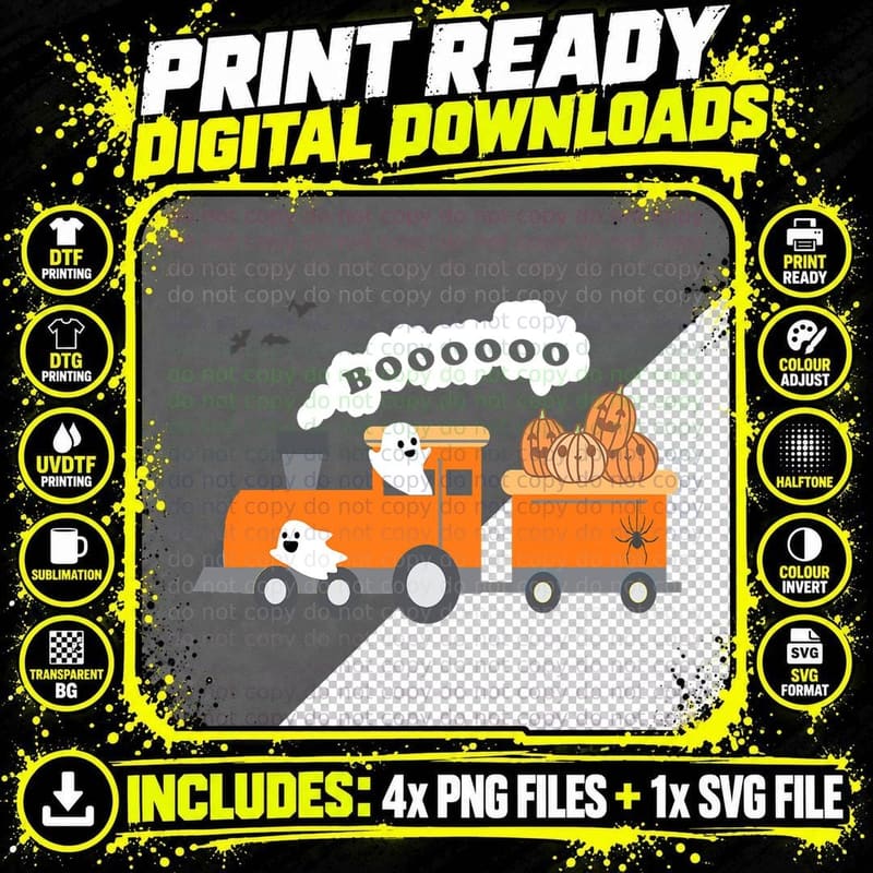 Halloween Train Boo Funny Ghost Pumpkin Toddler Kids Boy Png SVG Digital Bundle