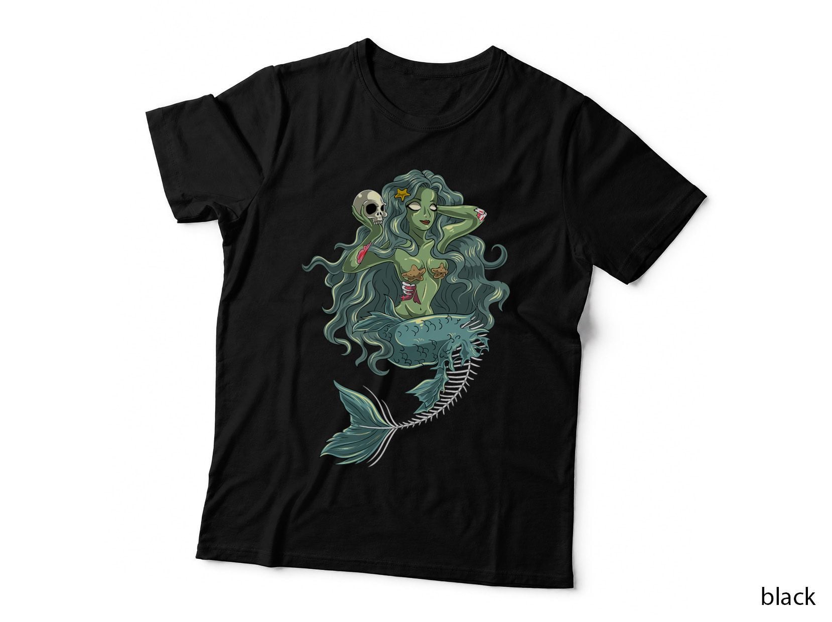 Halloween Zombie Pin up Mermaid T-Shirt