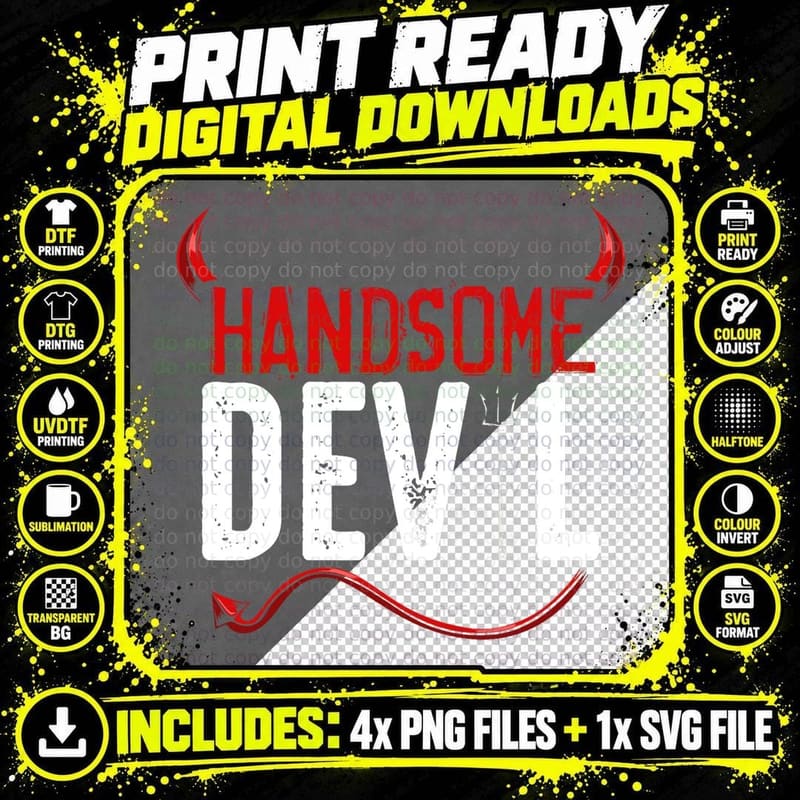 Handsome Devil Halloween Costume Party Spooky October Png SVG Digital Bundle