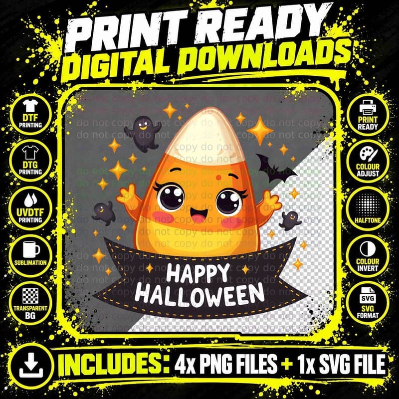 Happy Halloween Candy Corn Shirt, Sweet Spooky Treat for Png SVG Digital Bundle