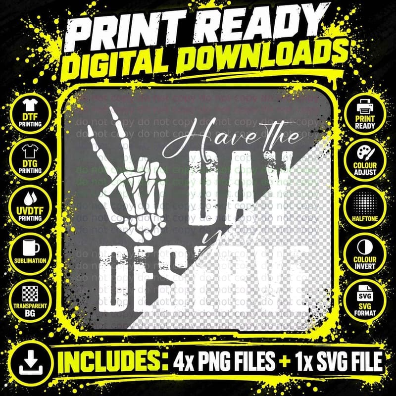 Have the Peace Day You Deserve Skeleton Hand Peace Sign Png SVG Digital Bundle