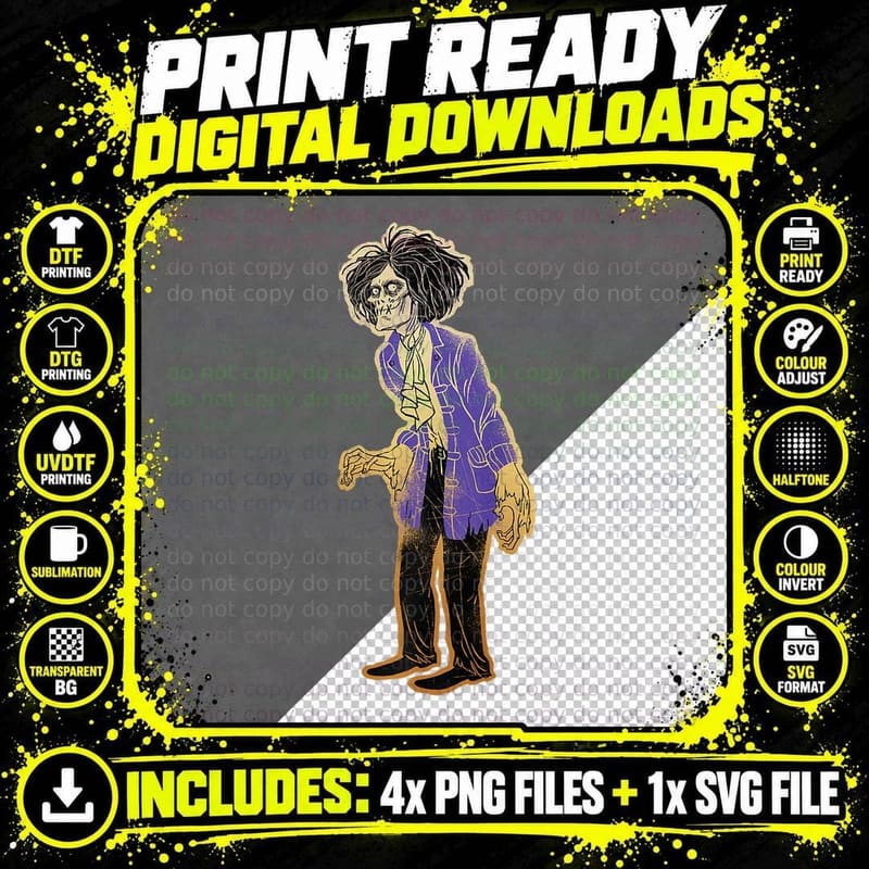 Hocus Pocus Billy Butcherson Zombie T-Shirt, Cool Tee Png SVG Digital Bundle