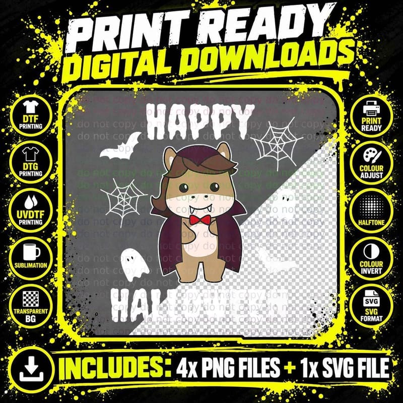 Horse Happy Halloween Cute Vampire Costume Horses Png SVG Digital Bundle