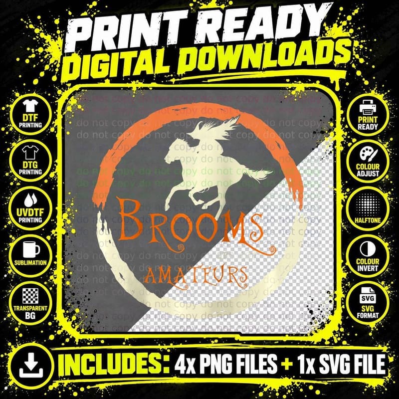 Horses Witch Halloween Funny Brooms Are for Png SVG Digital Bundle