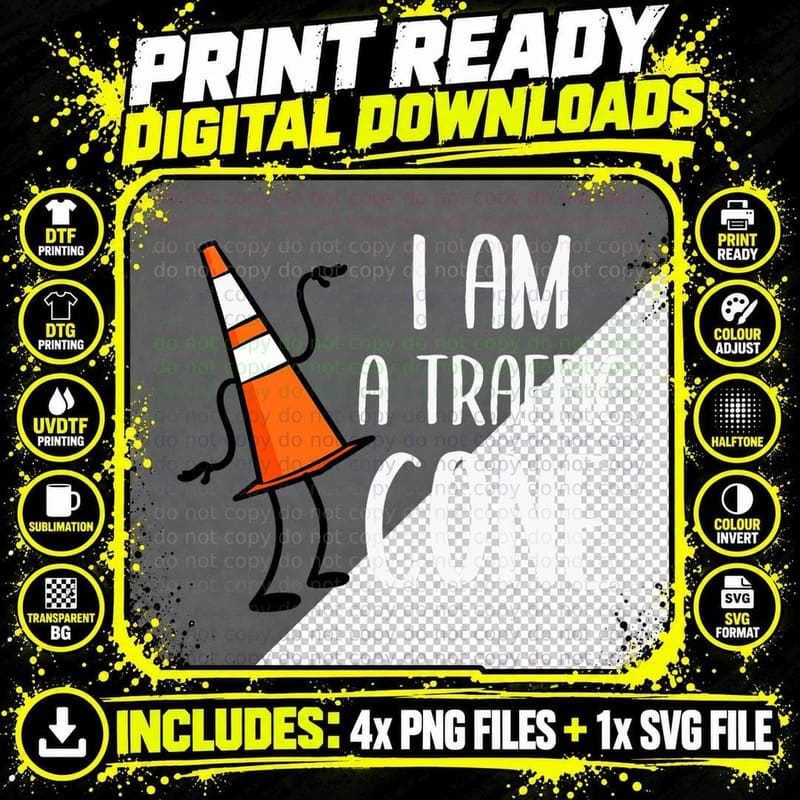 I Am a Traffic Cone Orange Lazy Easy Costumes Halloween Png SVG Digital Bundle