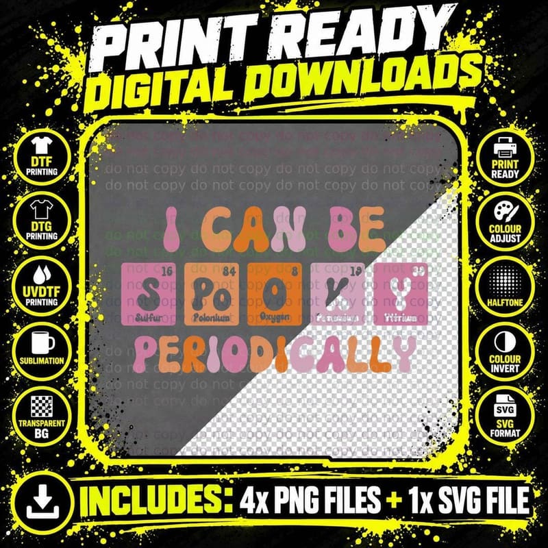 I Can Be Spooky Periodically, Chemistry Teacher Png SVG Digital Bundle