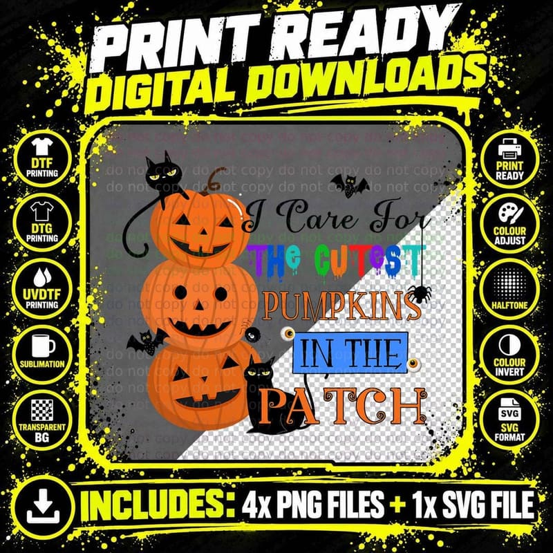 I Care for the Cutest Pumpkins Funny School Nurse Png SVG Digital Bundle
