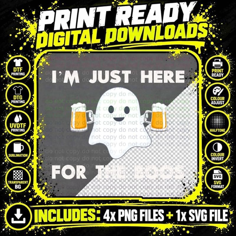 I'm Just Here for the Boos Hoodie Funny Halloween Beer Png SVG Digital Bundle